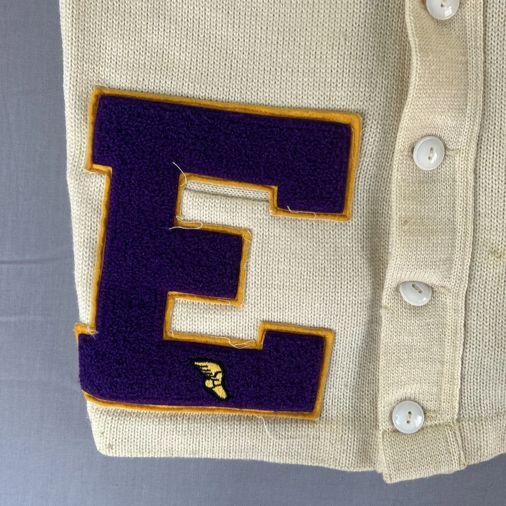 Vintage 50s Letterman Cardigan Wool Sweater Chenille Patch USA Varsity Jersild